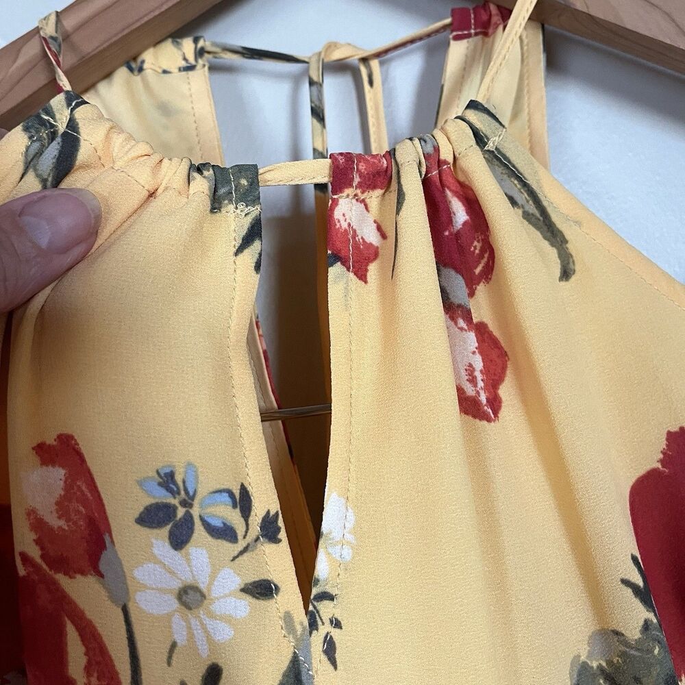 Abercrombie & Fitch Pleated Halter Maxi Dress, Yellow Floral, Empire Waist SZ XS - Picture 14 of 16